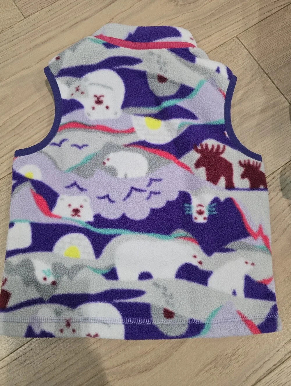 GUC Patagonia Kids Purple & White Animal Print Fleece Vest 3T